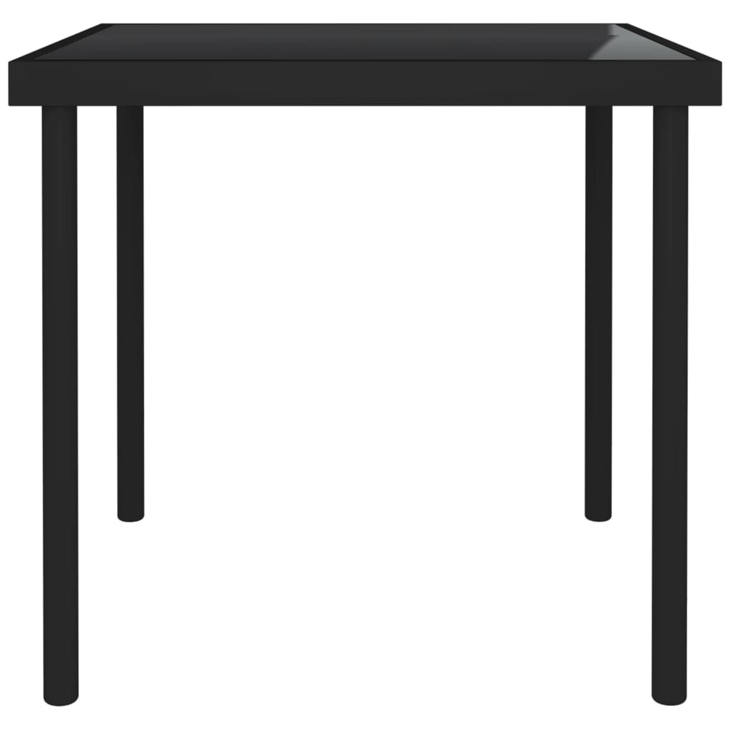 vidaXL Mesa de comedor de jardín vidrio y acero negro 80x80x72 cm