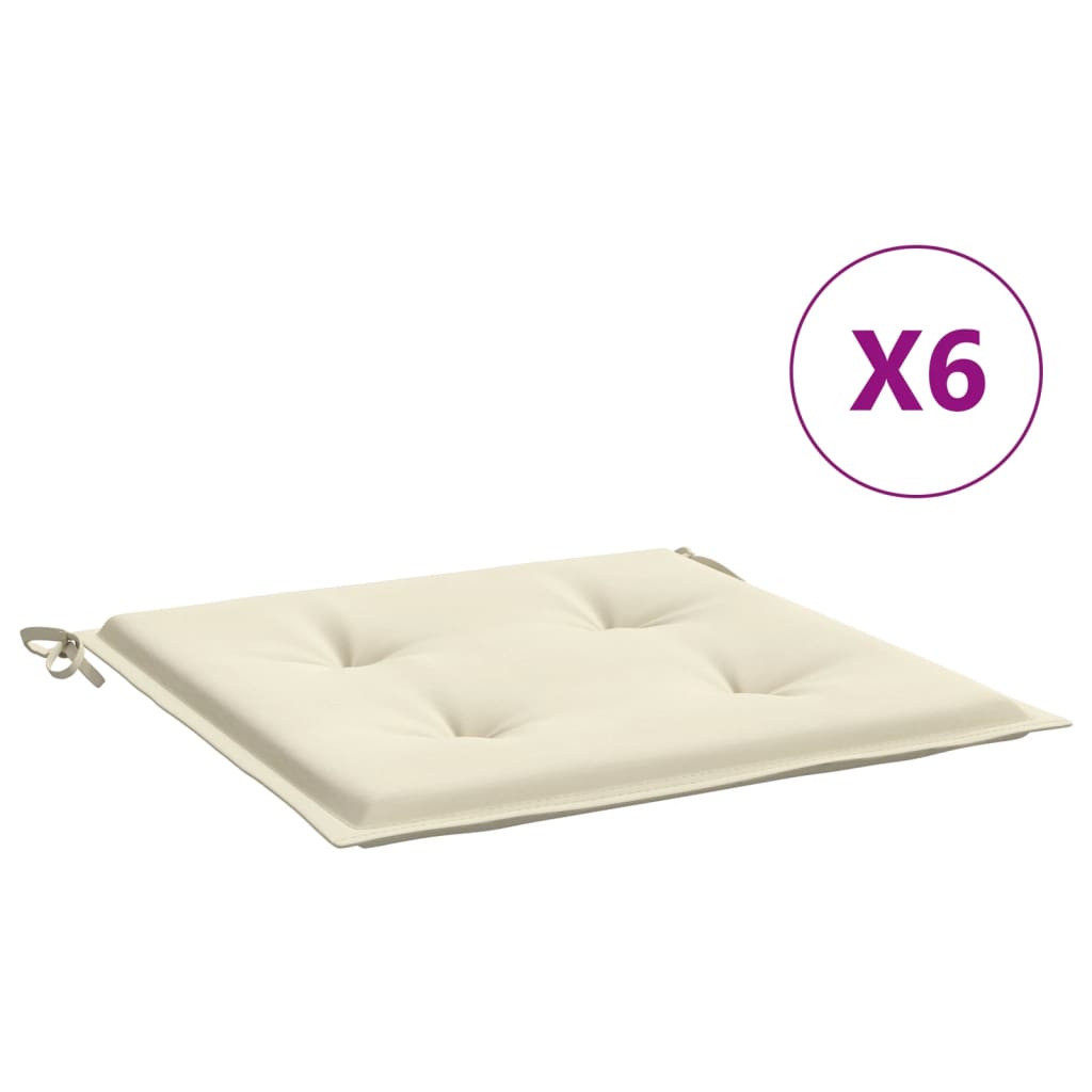 vidaXL Cojines de silla de jardín 6 uds tela Oxford crema 40x40x3 cm