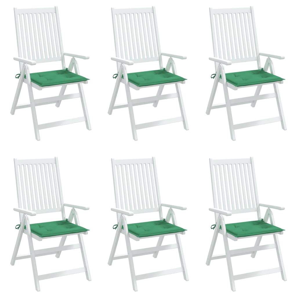 vidaXL Cojines de silla de jardín 6 uds tela Oxford verde 40x40x3 cm