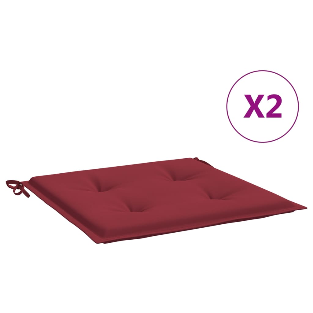 vidaXL Cojines silla de jardín 2 uds tela Oxford rojo tinto 40x40x3 cm