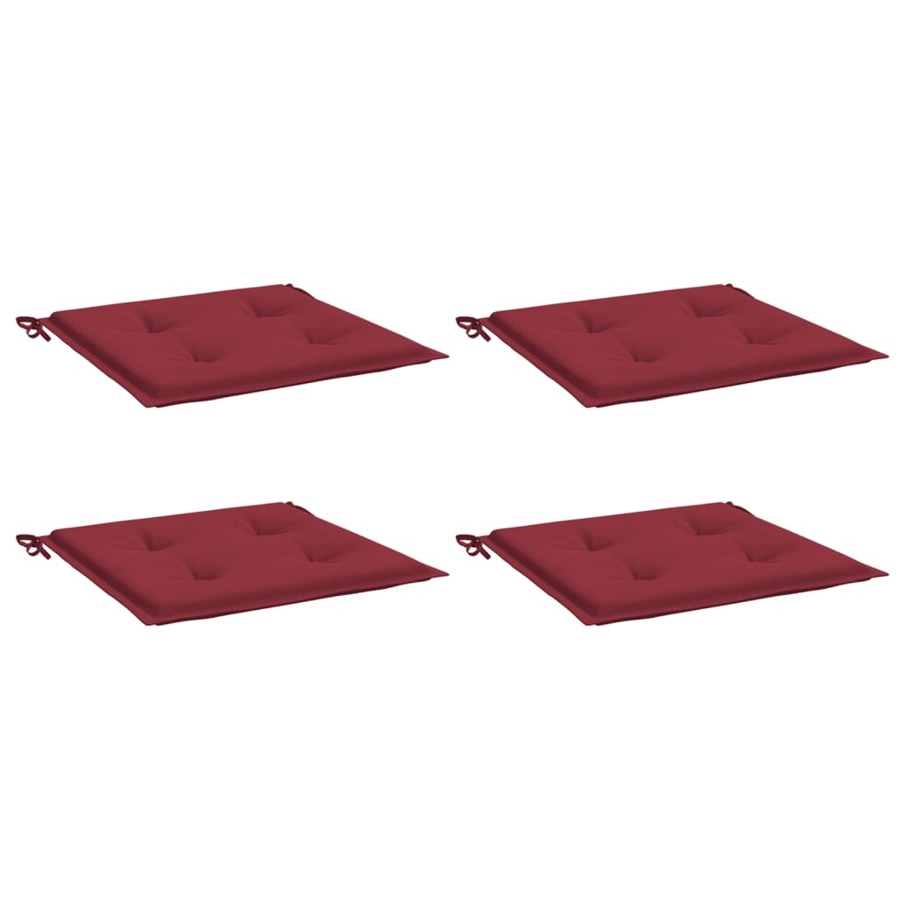 vidaXL Cojines silla de jardín 4 uds tela Oxford rojo tinto 40x40x3 cm