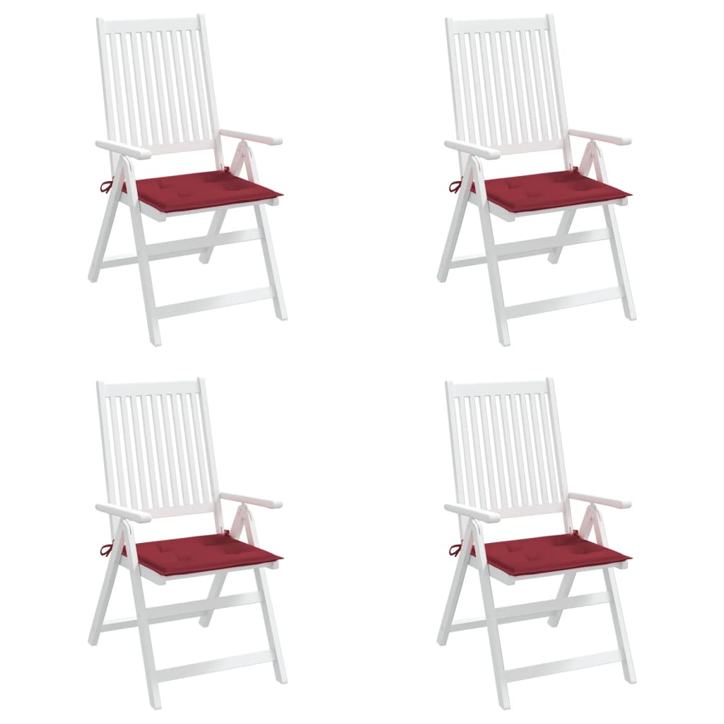 vidaXL Cojines silla de jardín 4 uds tela Oxford rojo tinto 40x40x3 cm