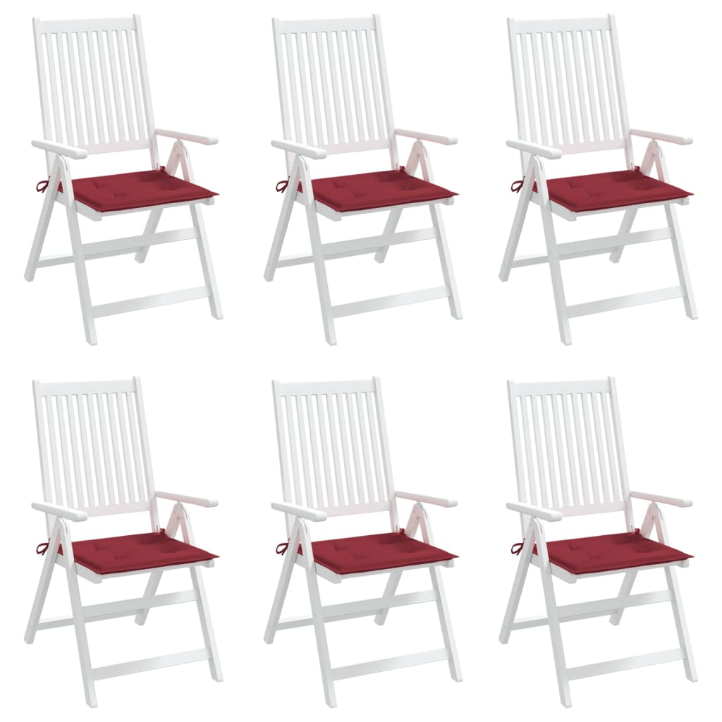 vidaXL Cojines silla de jardín 6 uds tela Oxford rojo tinto 40x40x3 cm