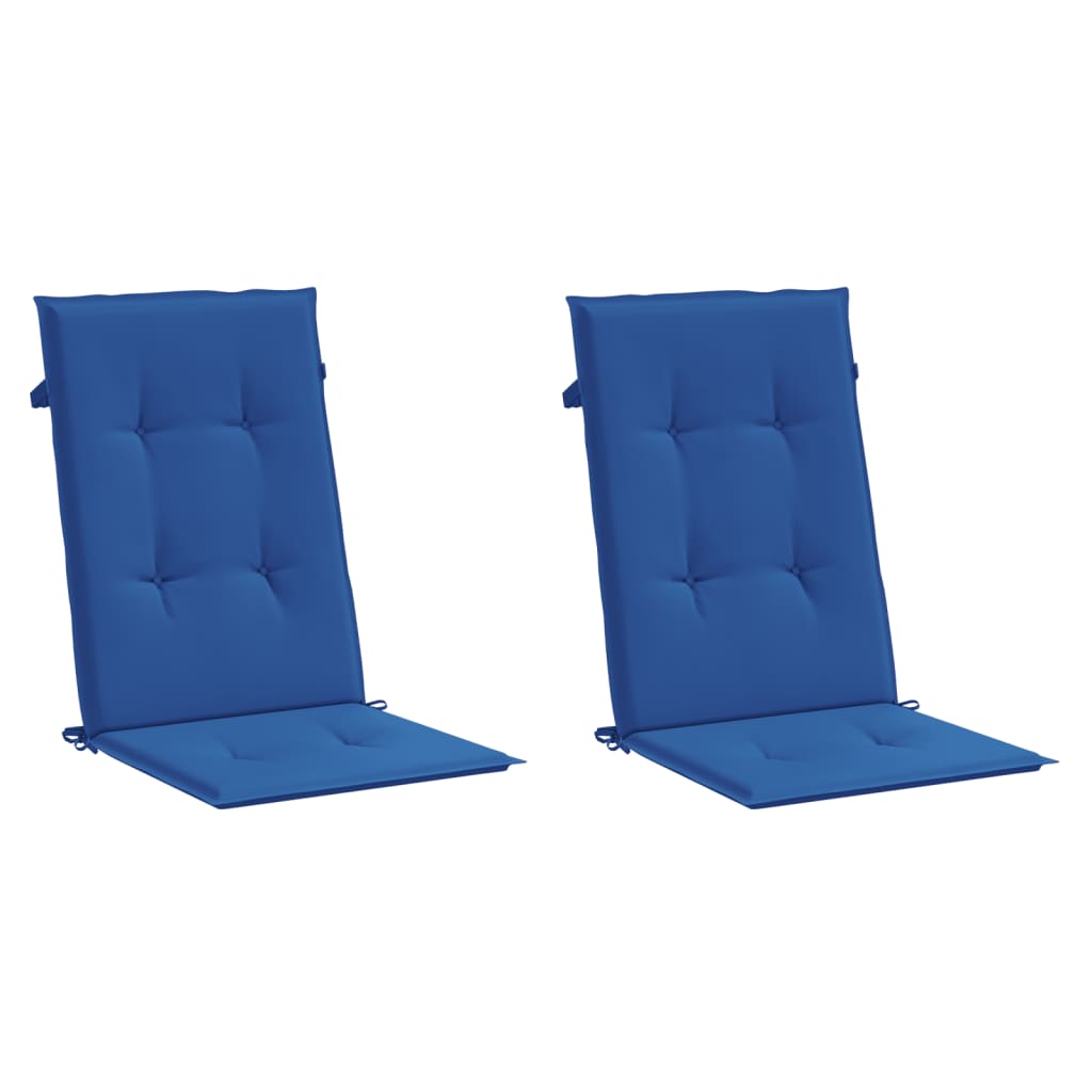 vidaXL Cojín silla de jardín respaldo alto 2 uds tela azul 120x50x3 cm