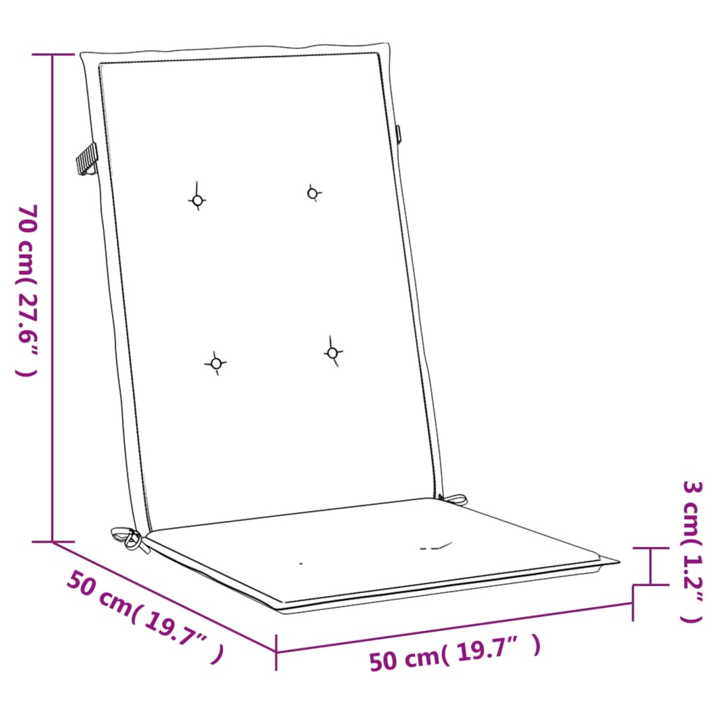 vidaXL Cojín silla jardín respaldo alto 2 uds cuadros rojo 120x50x3 cm