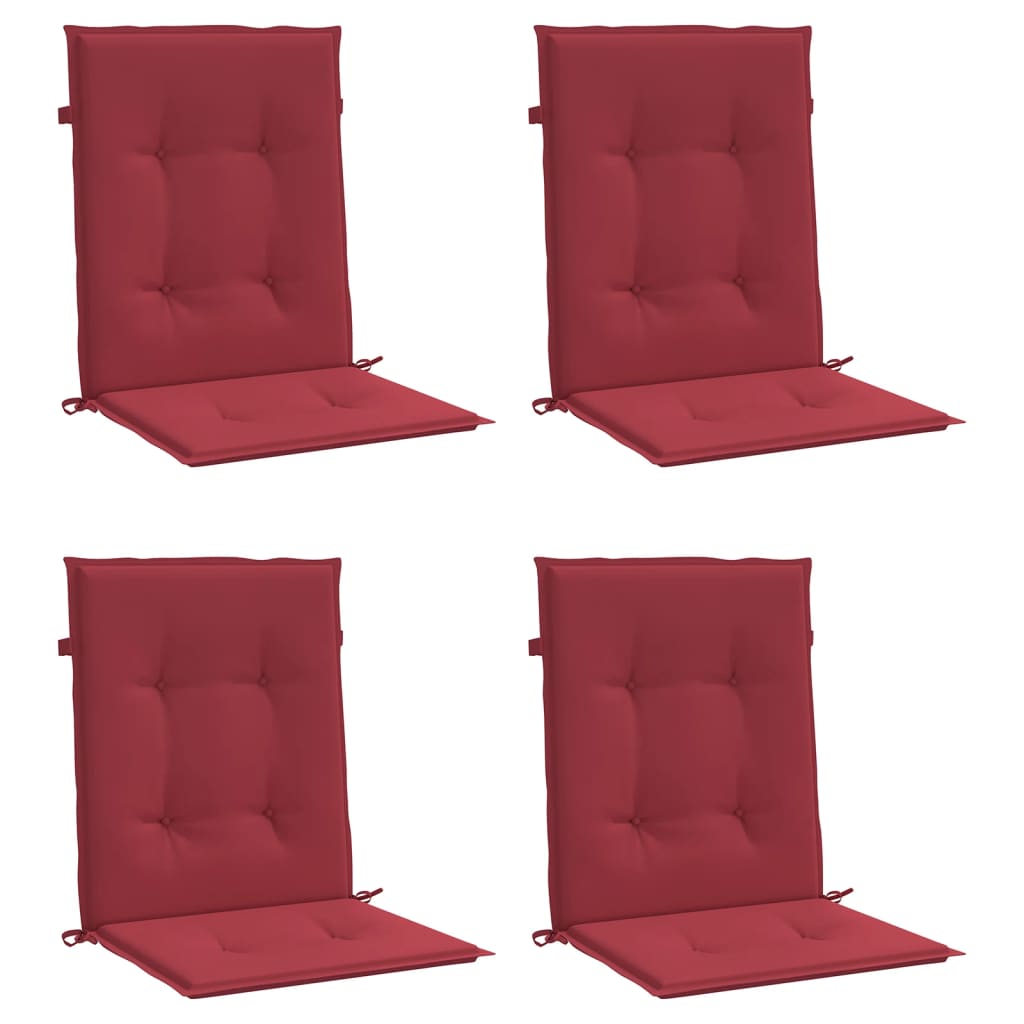 vidaXL Cojín silla jardín respaldo bajo 4 uds tela Oxford rojo tinto