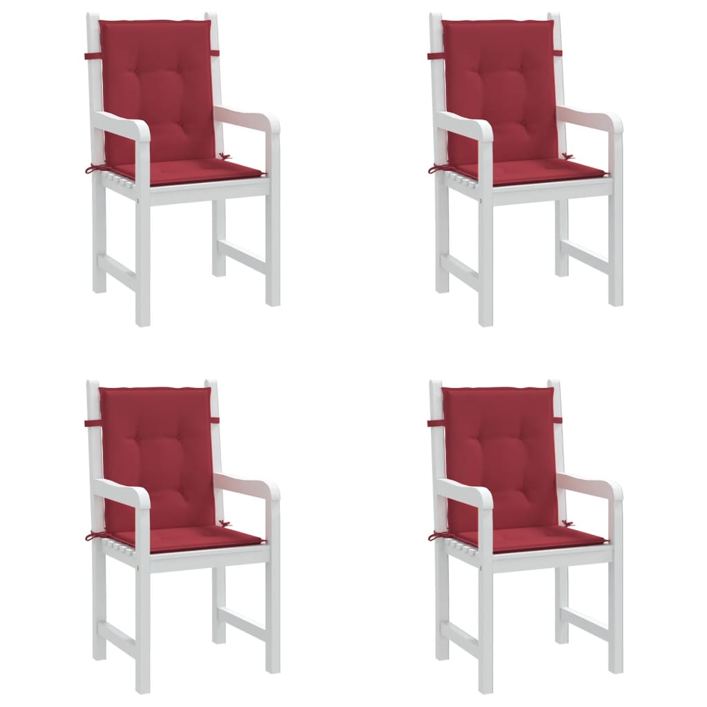 vidaXL Cojín silla jardín respaldo bajo 4 uds tela Oxford rojo tinto