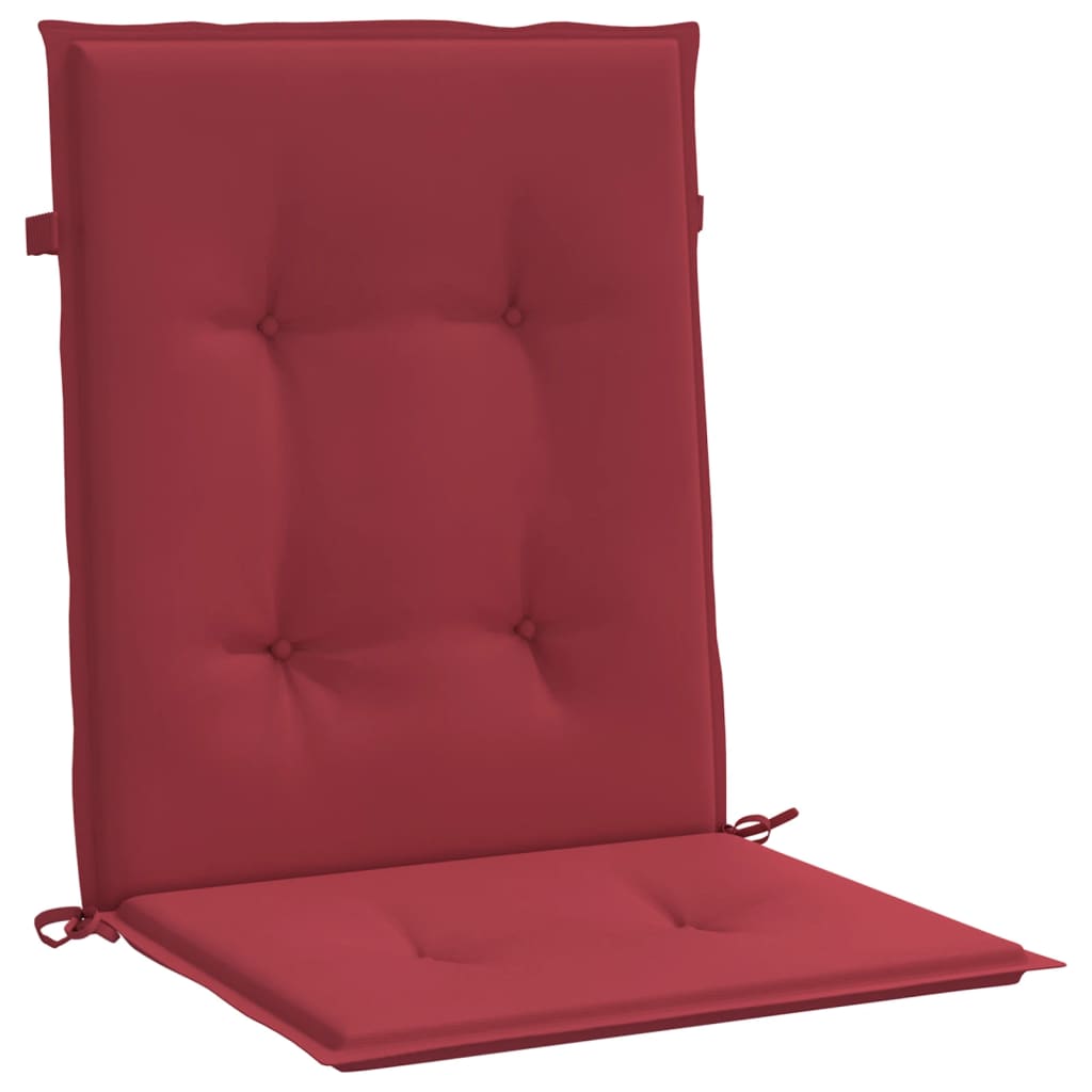 vidaXL Cojín silla jardín respaldo bajo 4 uds tela Oxford rojo tinto