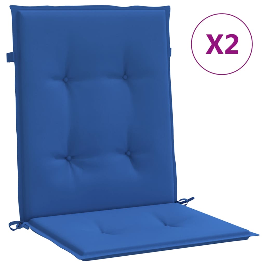 vidaXL Cojín silla jardín respaldo bajo 2 uds tela Oxford azul