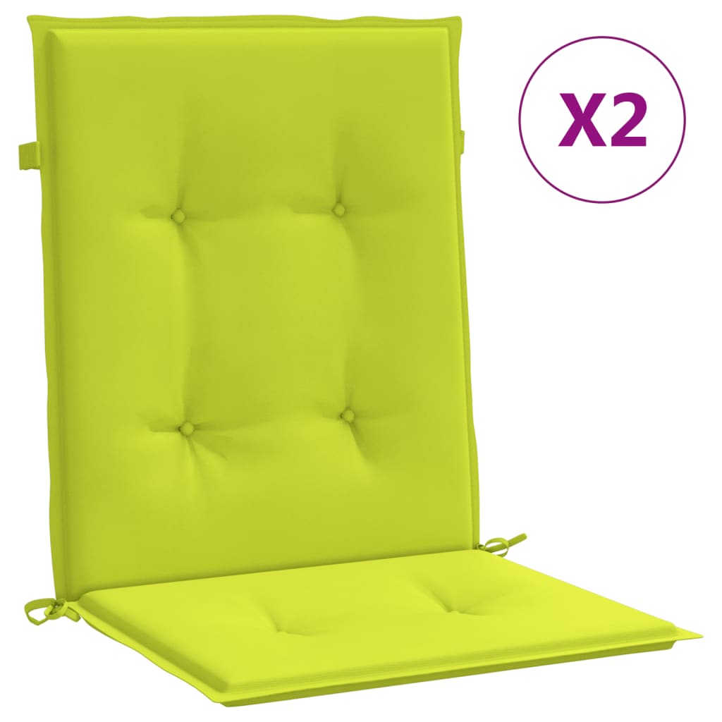 vidaXL Cojín silla jardín respaldo bajo 2 uds tela Oxford verde claro