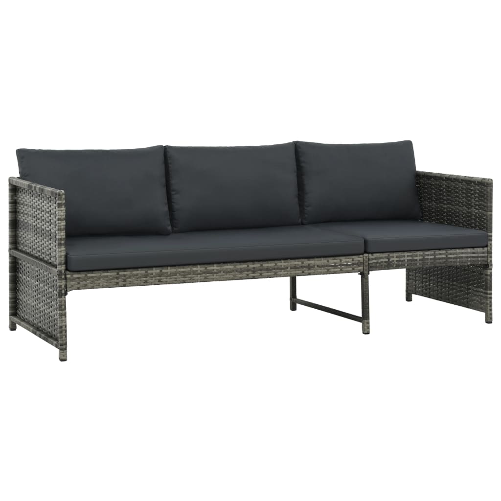 vidaXL Set muebles de jardín 3 piezas con cojines ratán sintético gris