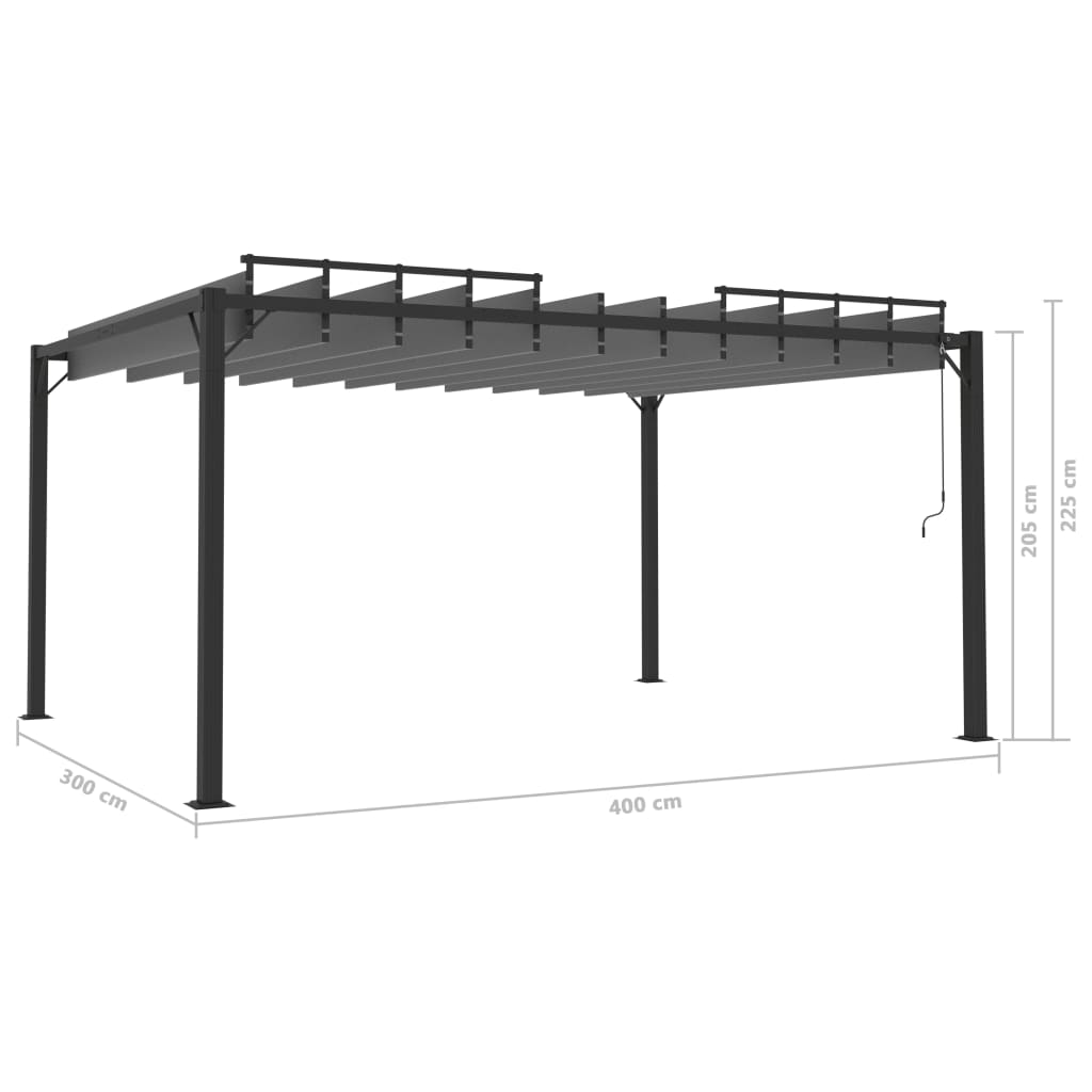 vidaXL Cenador con techo de lamas tela crema y aluminio 3x4 m