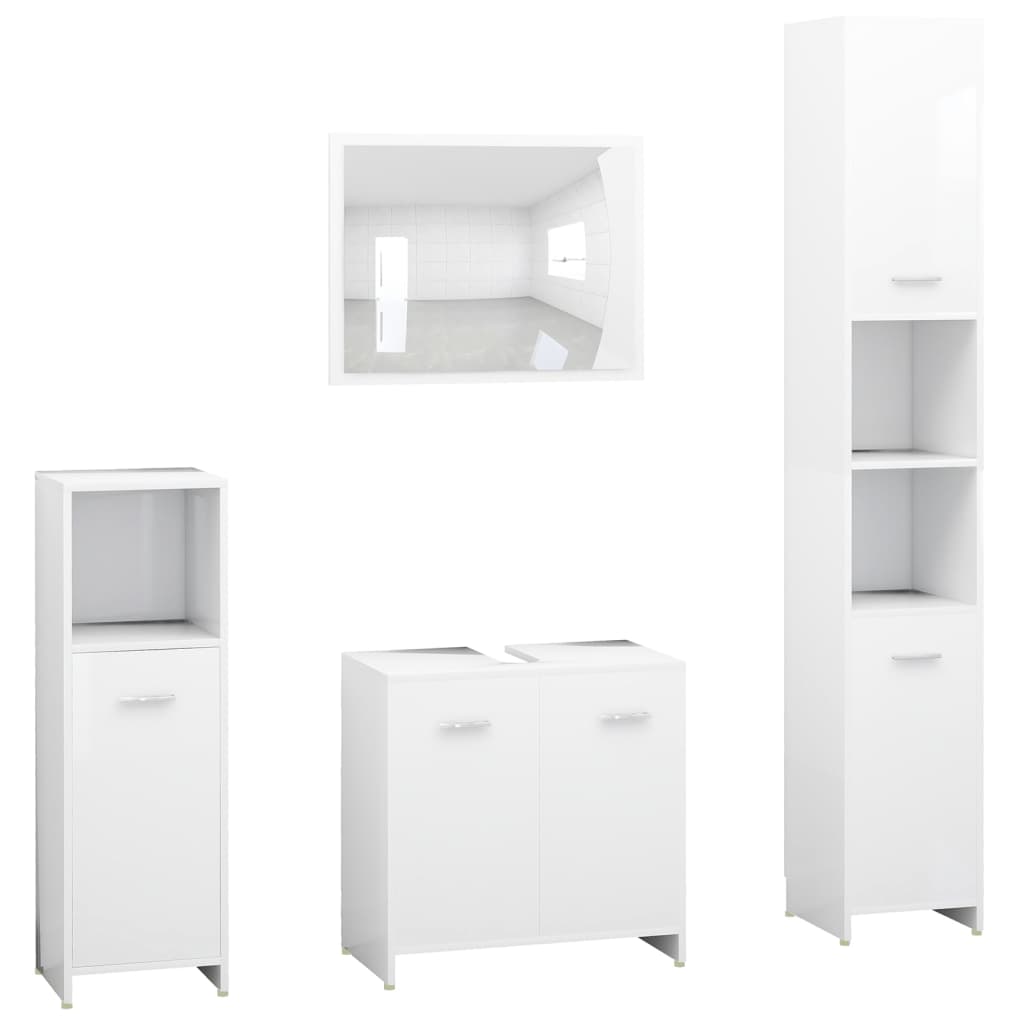 vidaXL Conjunto de muebles de baño 4 pzas madera contrachapada blanco