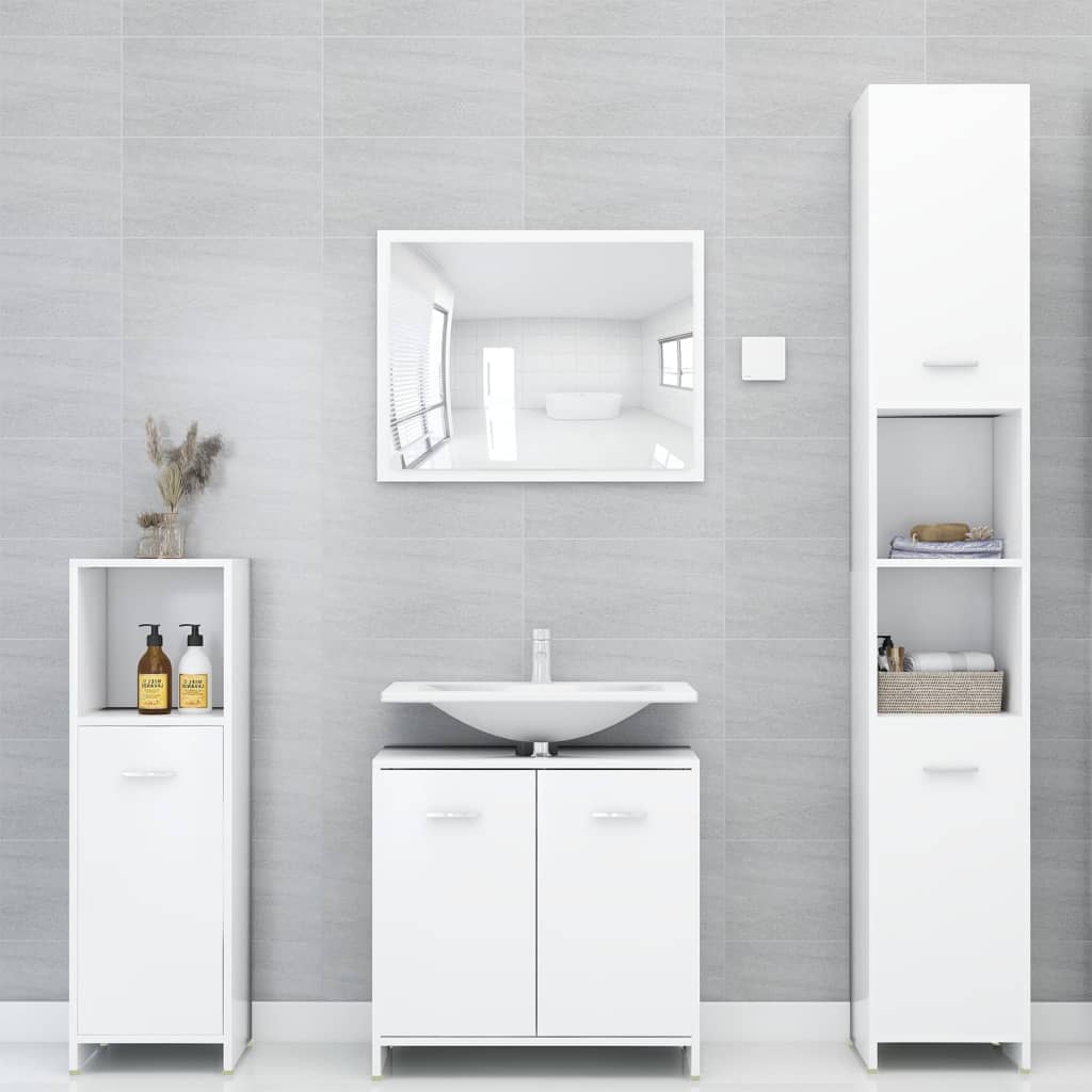 vidaXL Conjunto de muebles de baño 4 pzas madera contrachapada blanco