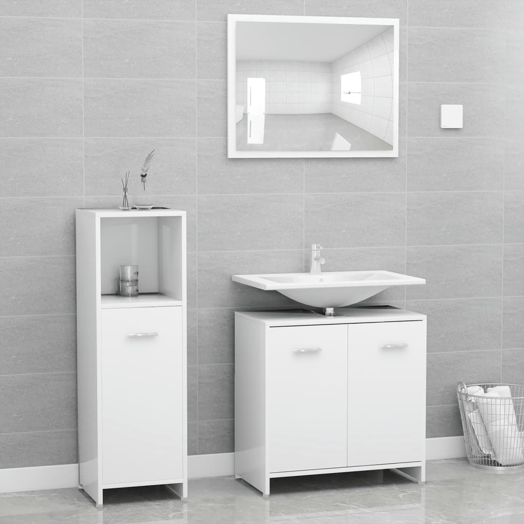 vidaXL Conjunto de muebles de baño 3 pzas madera contrachapada blanco