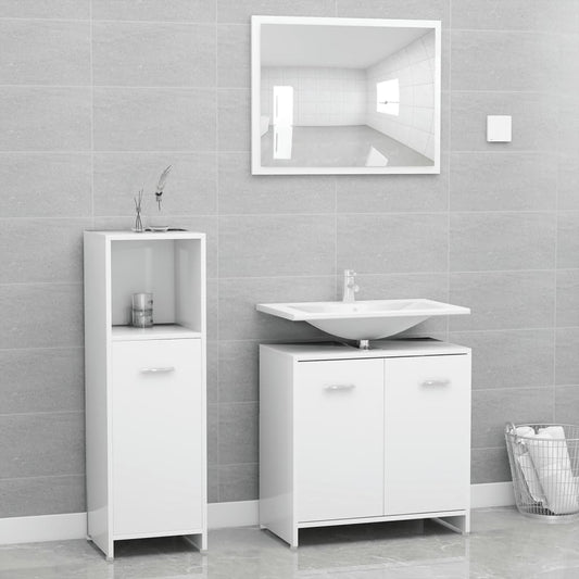 vidaXL Conjunto de muebles de baño 3 pzas madera contrachapada blanco