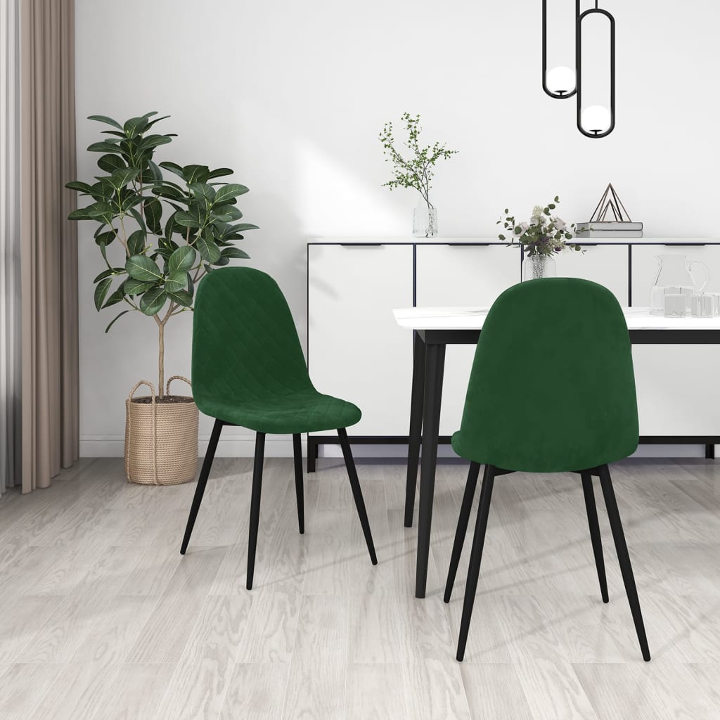 vidaXL Sillas de comedor 2 unidades terciopelo verde oscuro