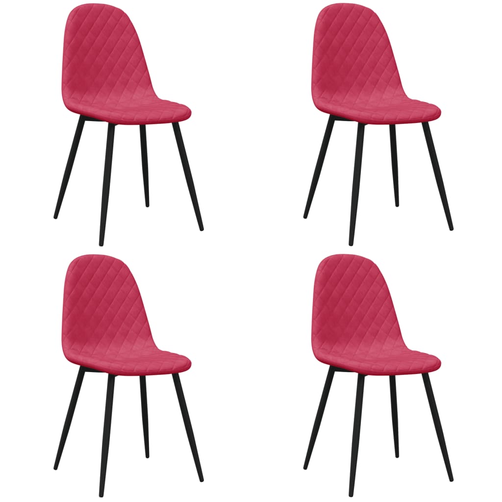 vidaXL Sillas de comedor 4 unidades terciopelo rojo tinto