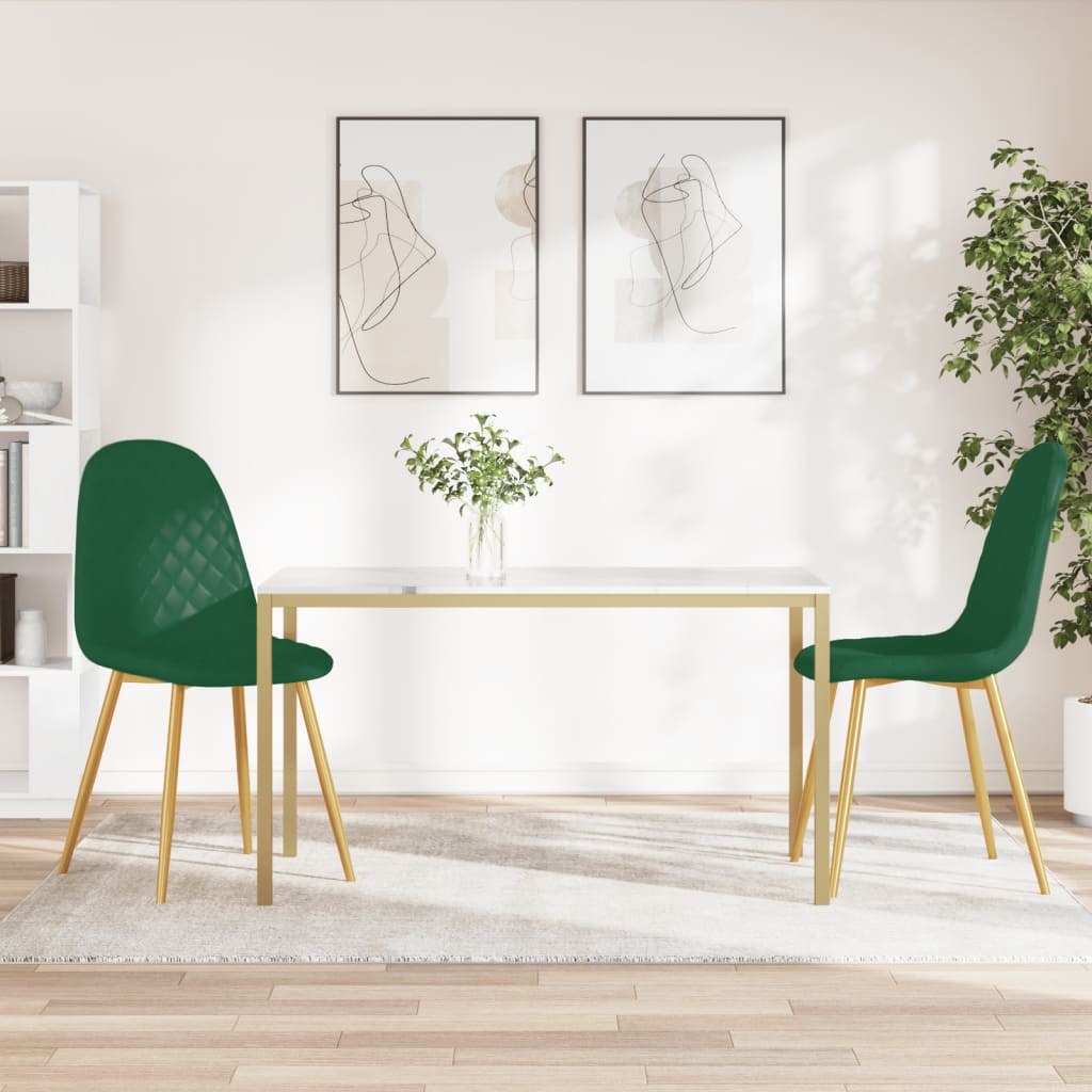 vidaXL Sillas de comedor 2 unidades terciopelo verde oscuro