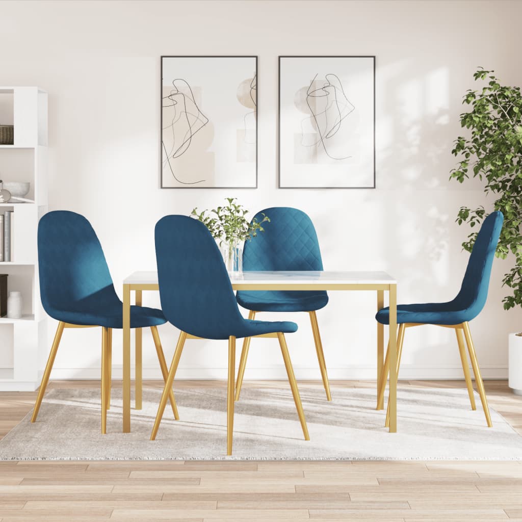 vidaXL Sillas de comedor 4 unidades terciopelo azul