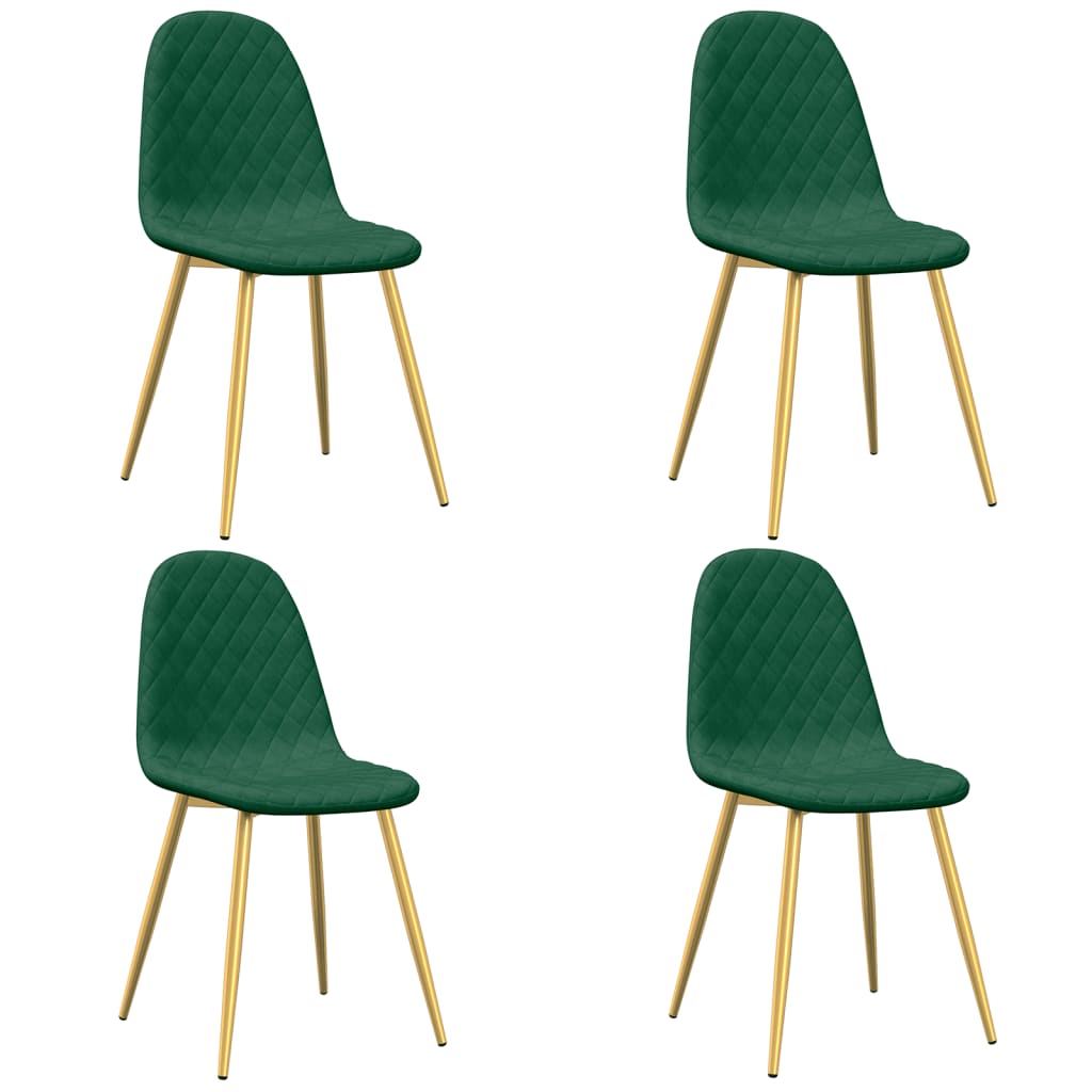 vidaXL Sillas de comedor 4 unidades terciopelo verde oscuro