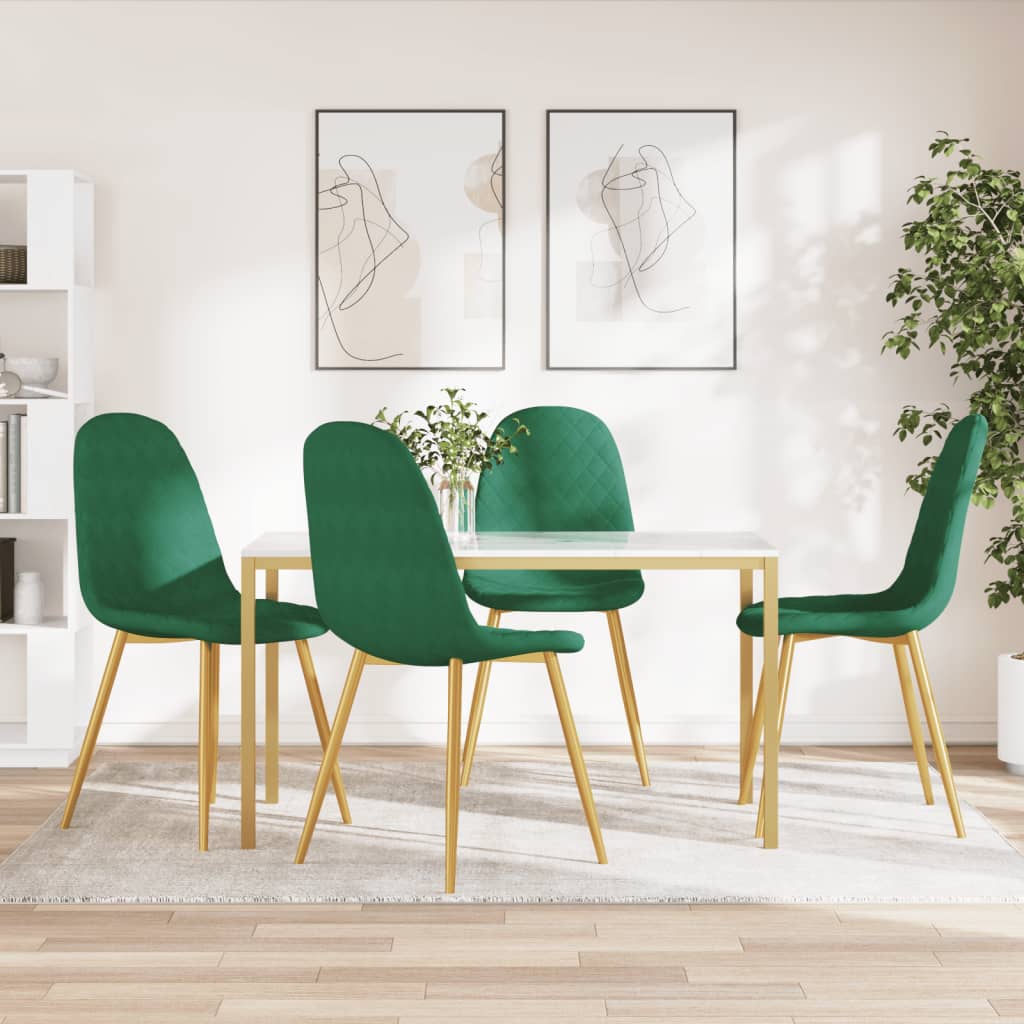 vidaXL Sillas de comedor 4 unidades terciopelo verde oscuro