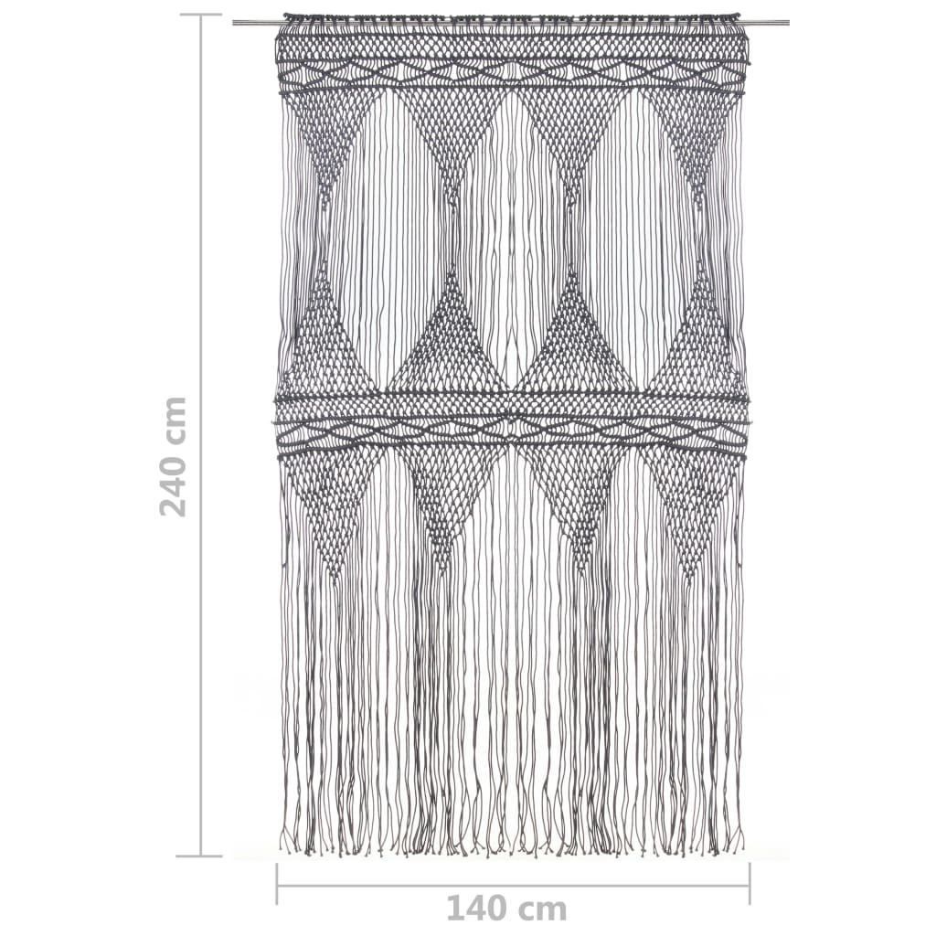 vidaXL Cortina de macramé algodón gris antracita 140x240 cm
