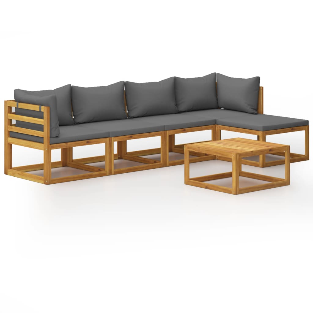 vidaXL Juego de muebles jardín 6 pzas con cojines madera maciza acacia