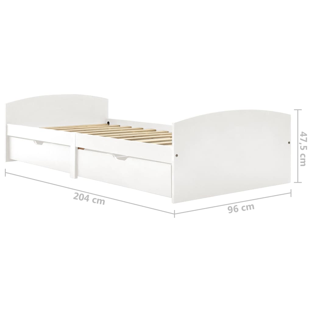 vidaXL Estructura de cama con 2 cajones sin colchón blanco 90x200 cm