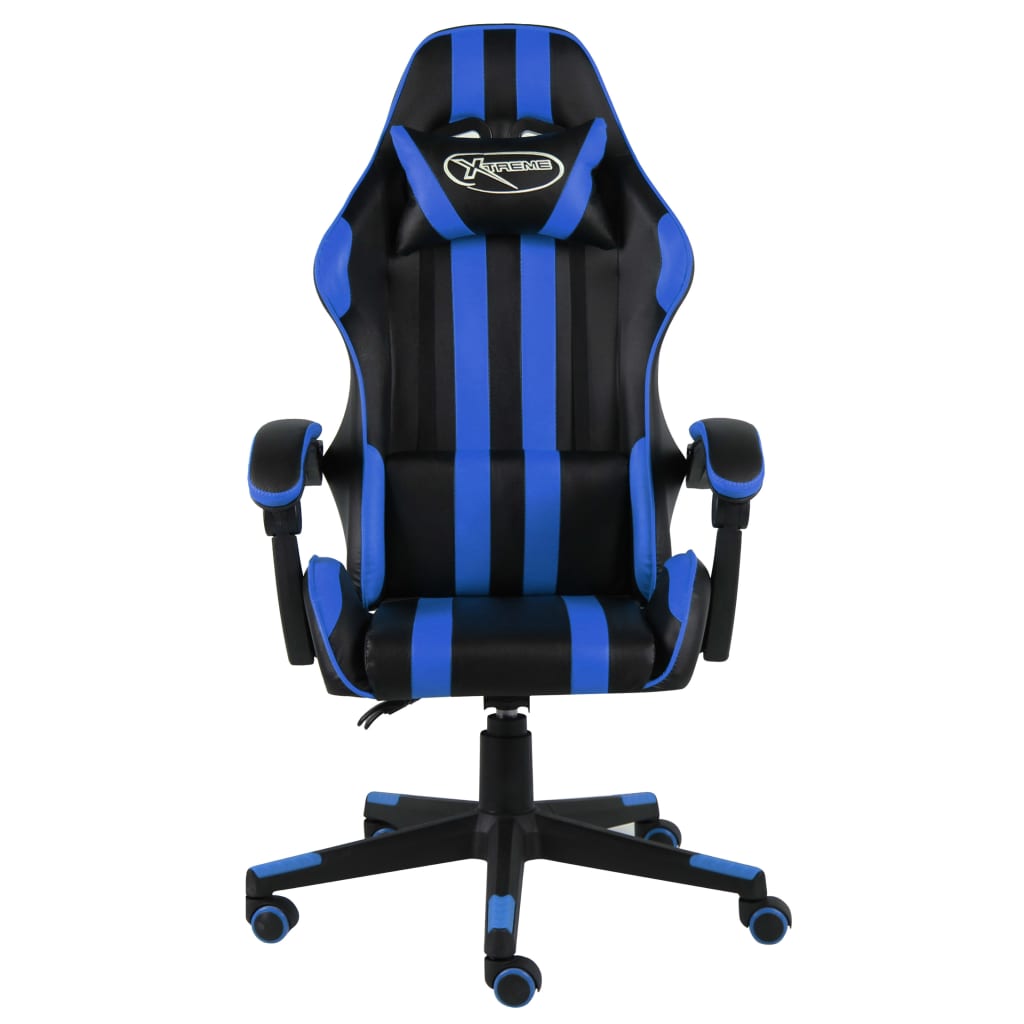 vidaXL Silla gaming de cuero sintético negro y azul