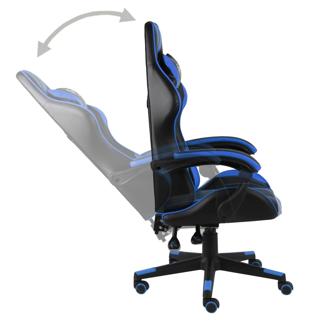 vidaXL Silla gaming de cuero sintético negro y azul