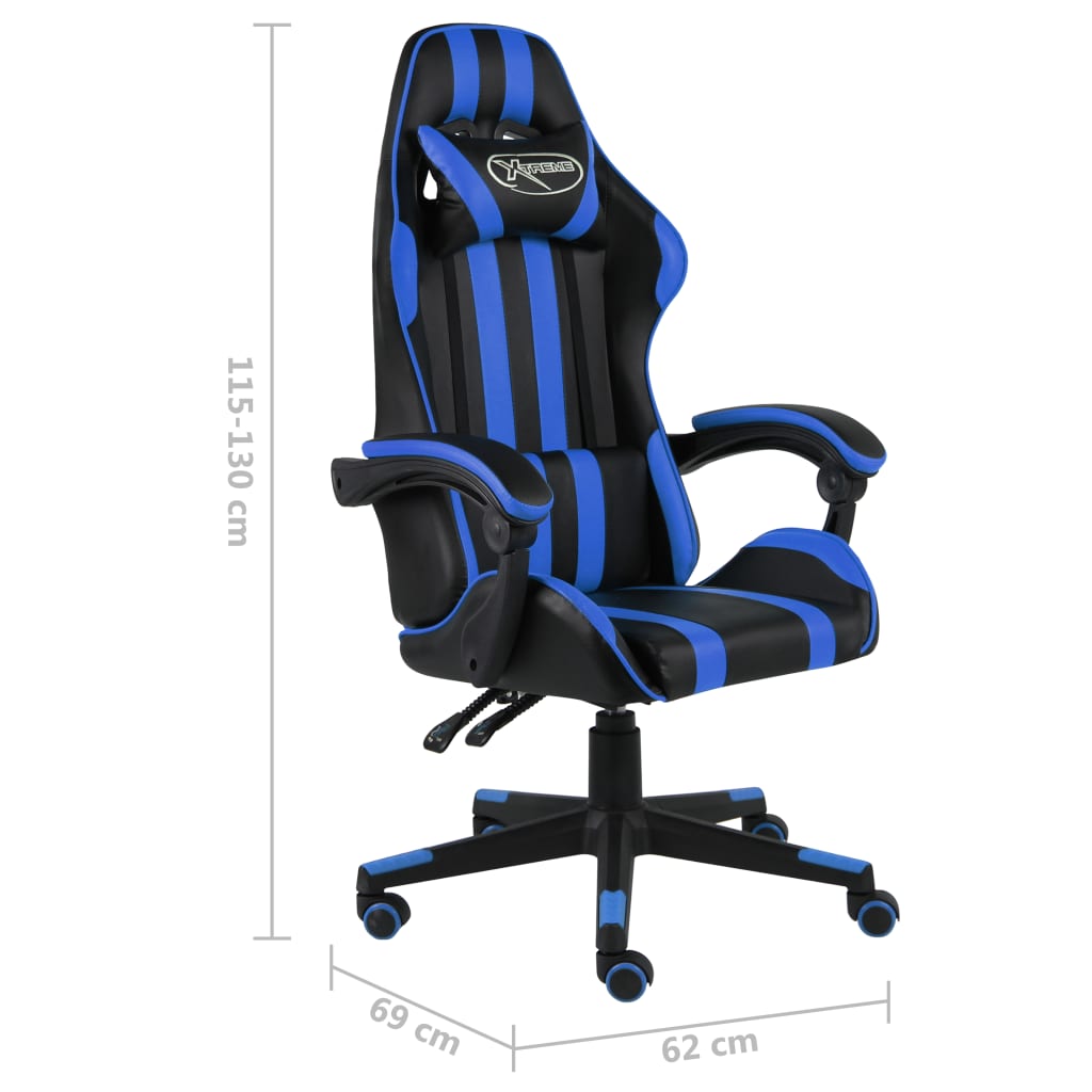 vidaXL Silla gaming de cuero sintético negro y azul