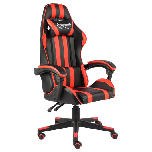 vidaXL Silla gaming de cuero sintético negro y rojo