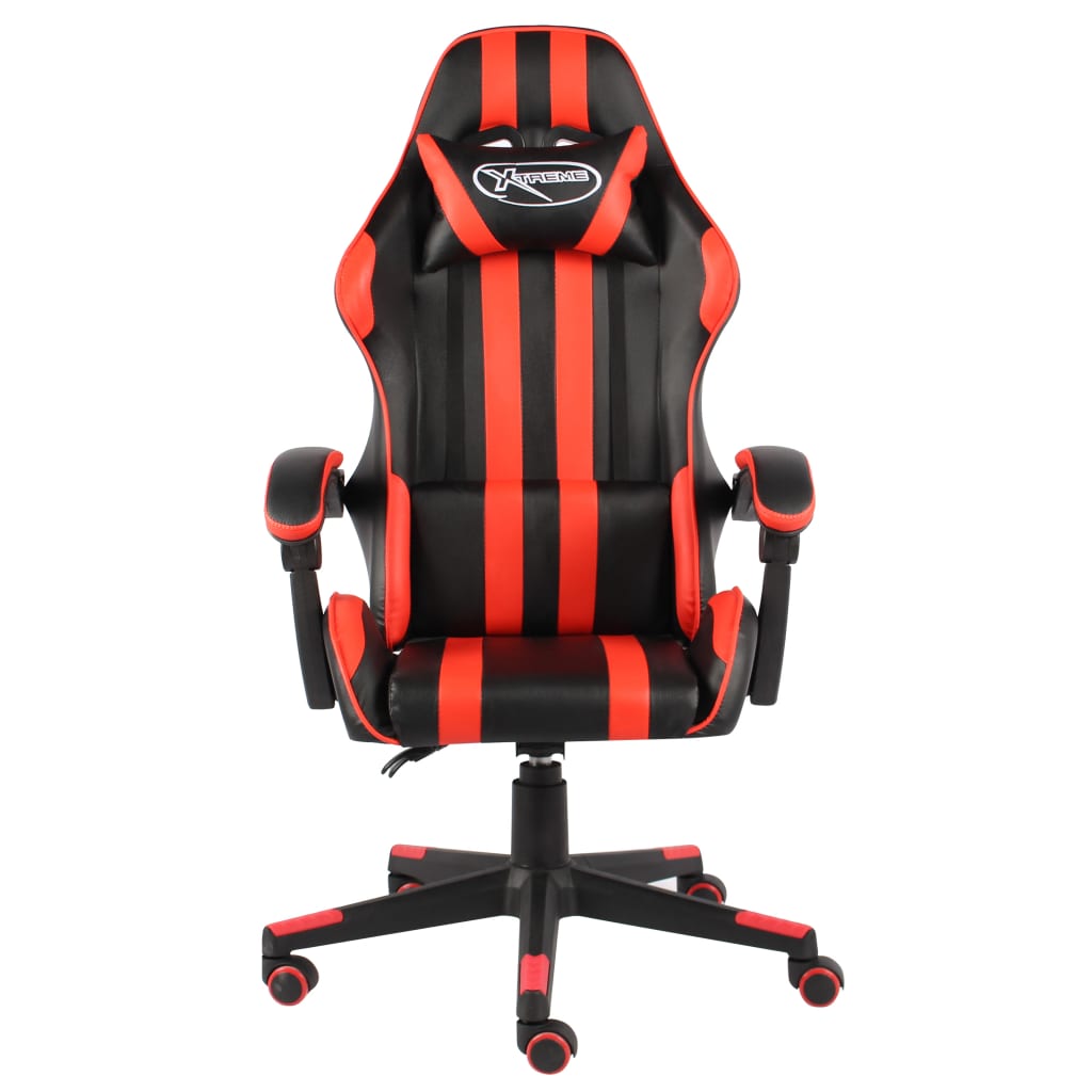 vidaXL Silla gaming de cuero sintético negro y rojo