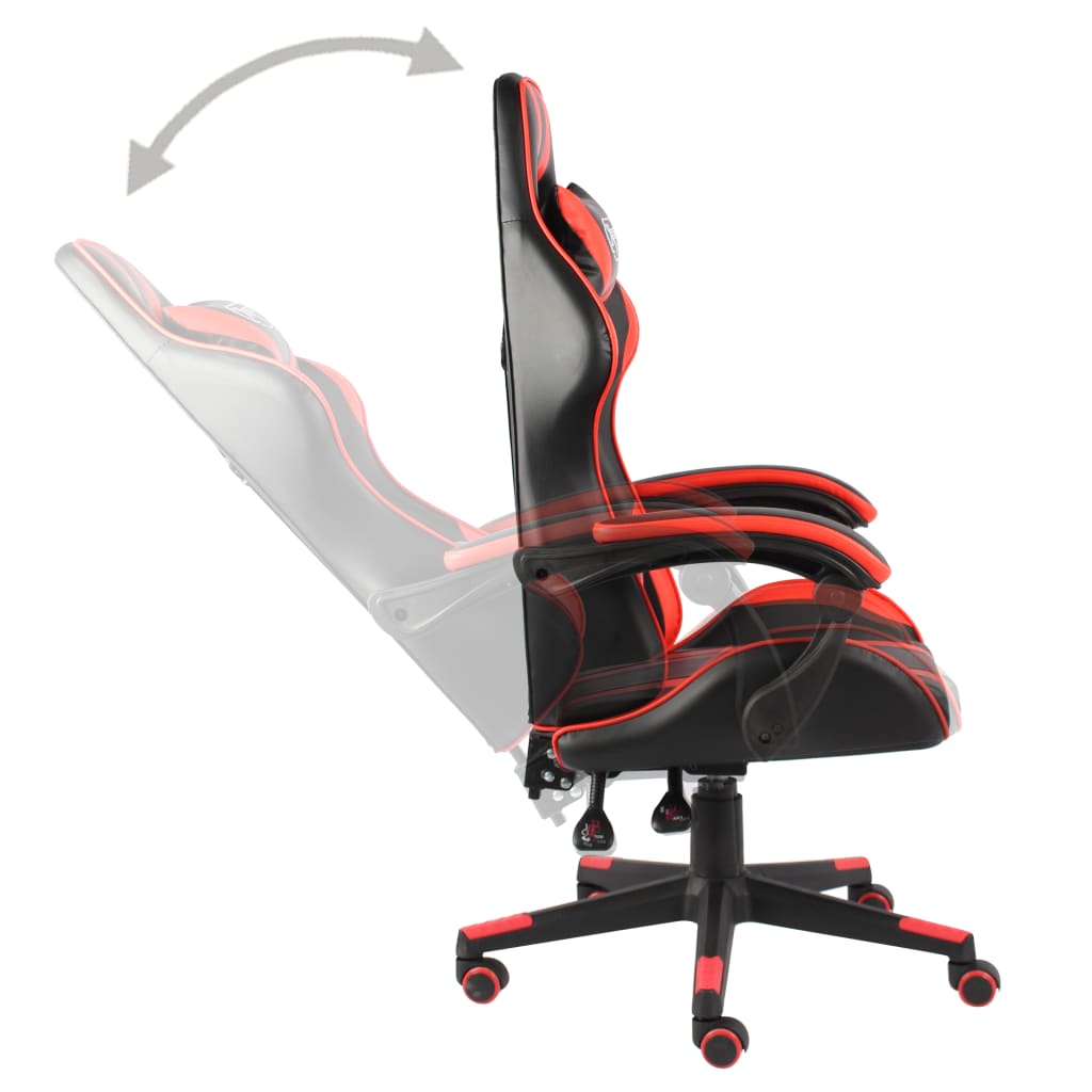 vidaXL Silla gaming de cuero sintético negro y rojo