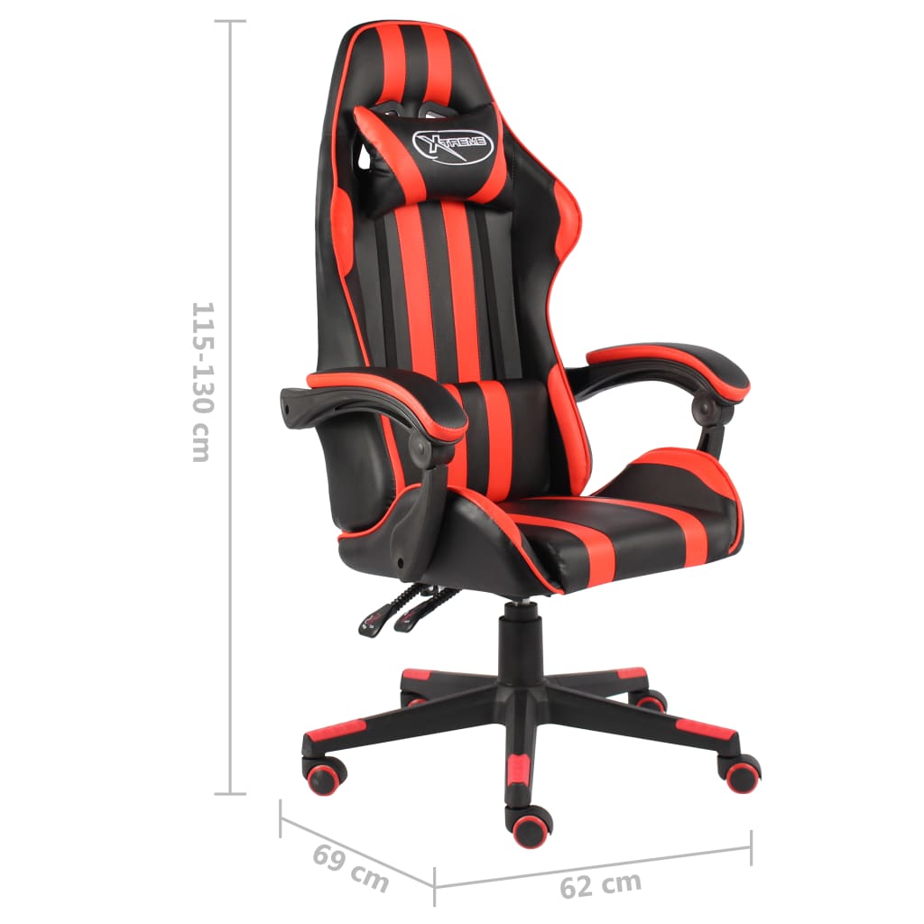 vidaXL Silla gaming de cuero sintético negro y rojo