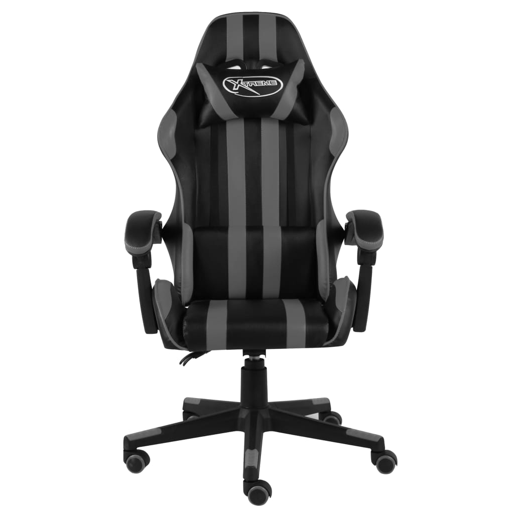 vidaXL Silla gaming de cuero sintético negro y gris