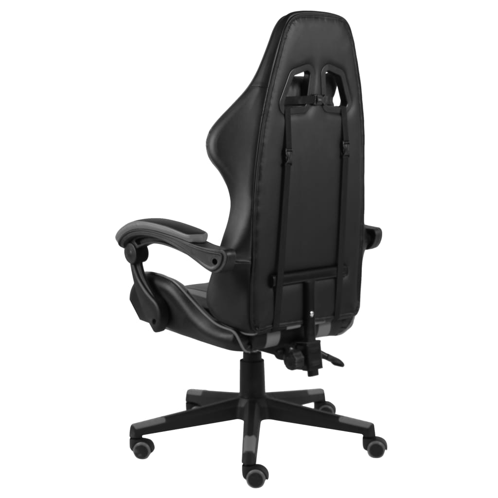 vidaXL Silla gaming de cuero sintético negro y gris