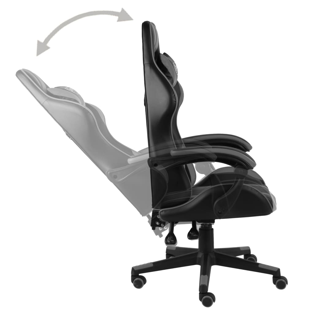 vidaXL Silla gaming de cuero sintético negro y gris