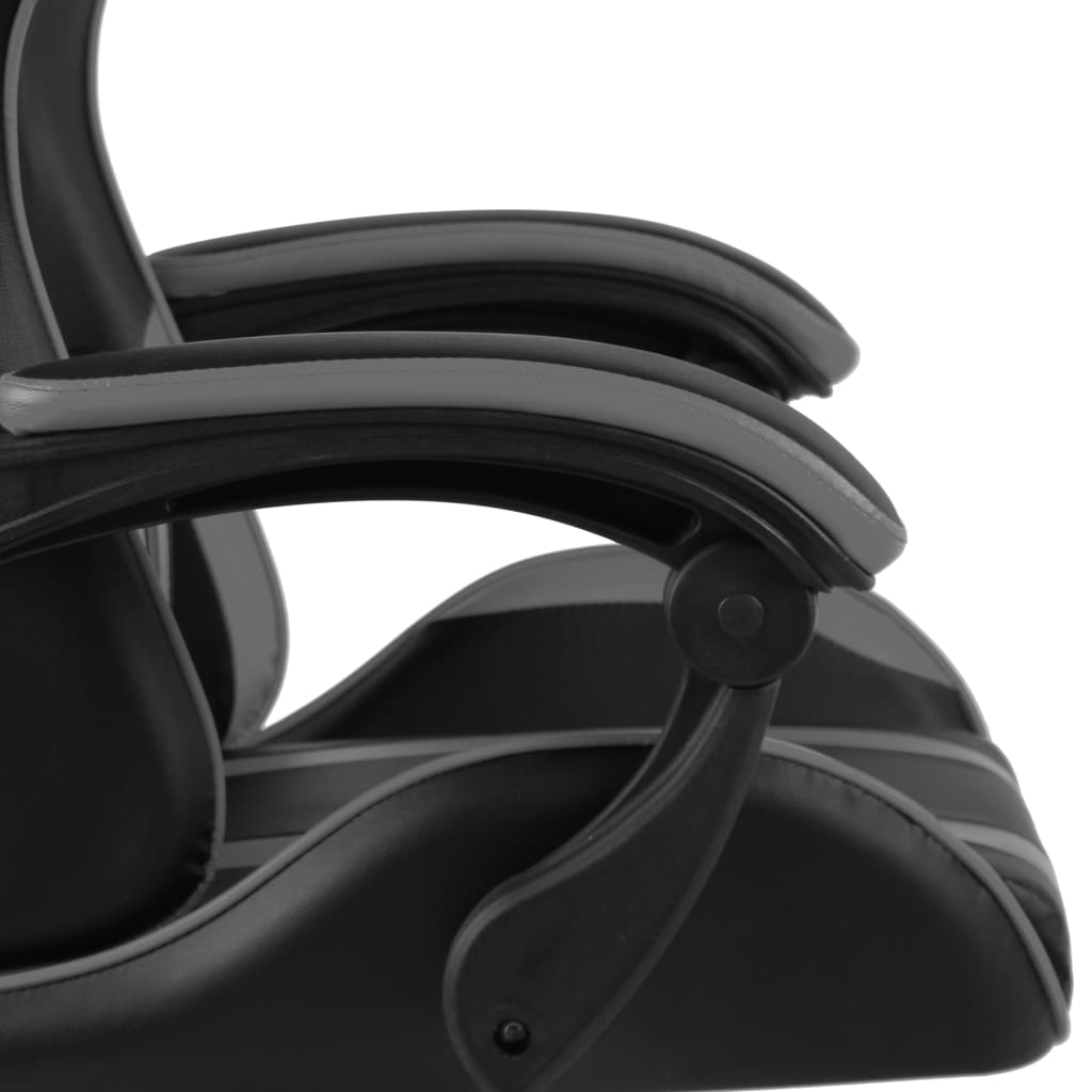 vidaXL Silla gaming de cuero sintético negro y gris