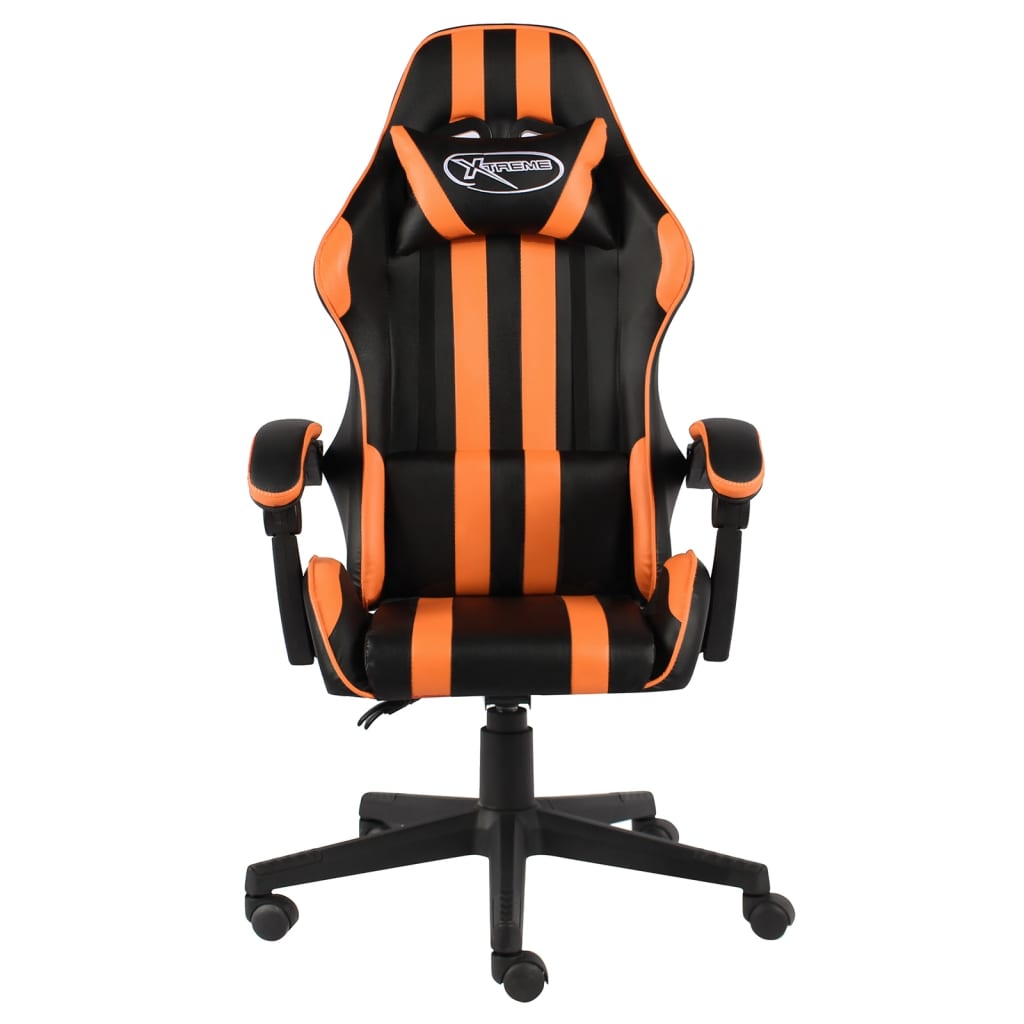 vidaXL Silla gaming de cuero sintético negro y naranja