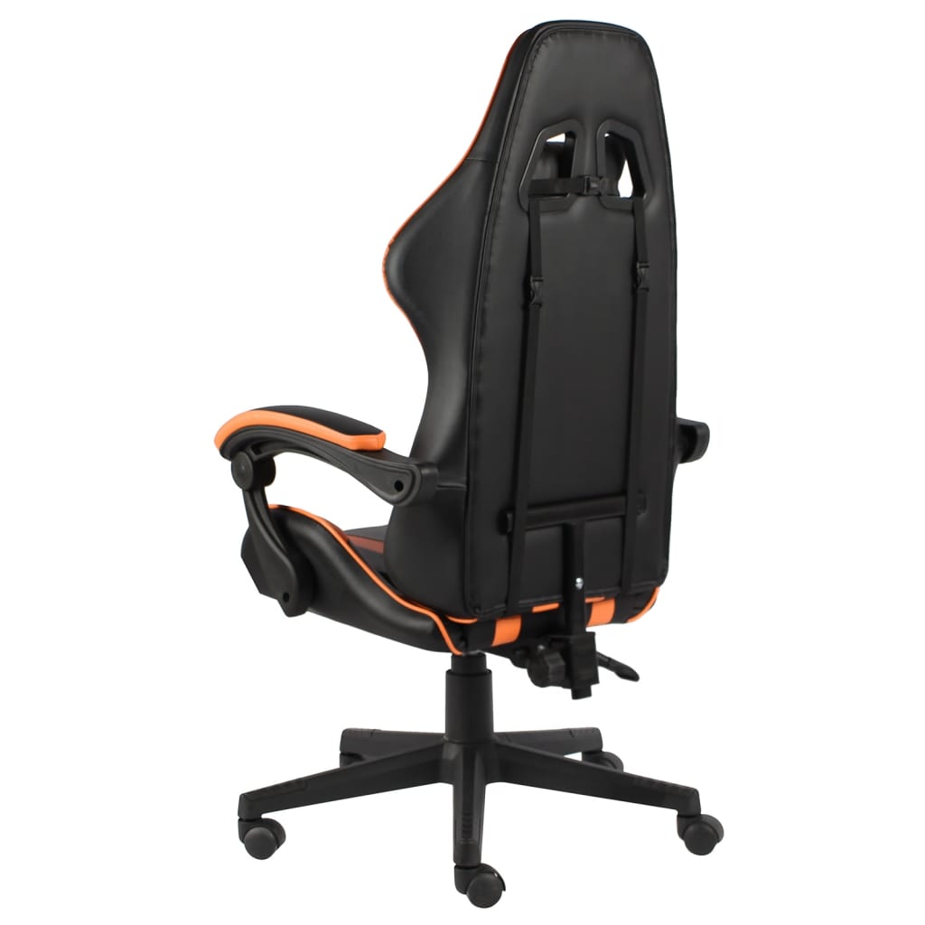 vidaXL Silla gaming de cuero sintético negro y naranja