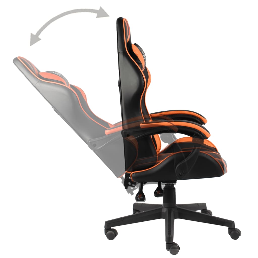 vidaXL Silla gaming de cuero sintético negro y naranja