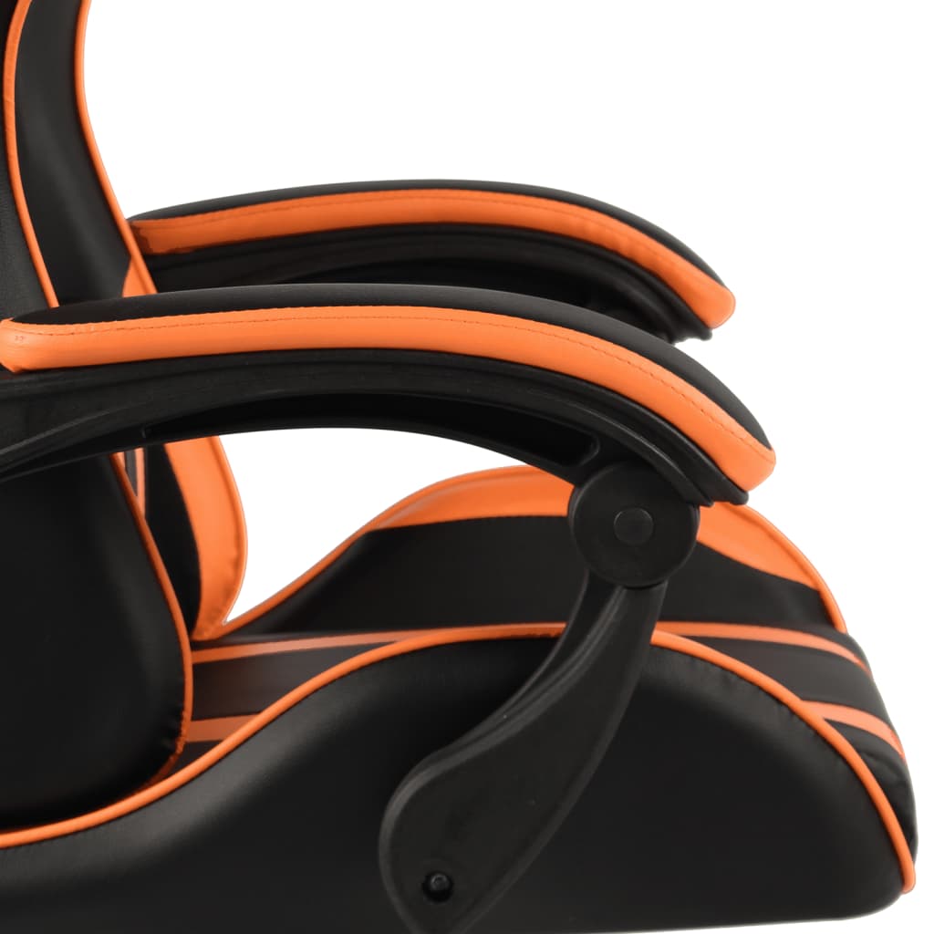 vidaXL Silla gaming de cuero sintético negro y naranja