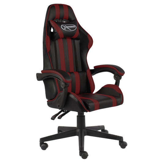 vidaXL Silla gaming de cuero sintético negro y rojo tinto