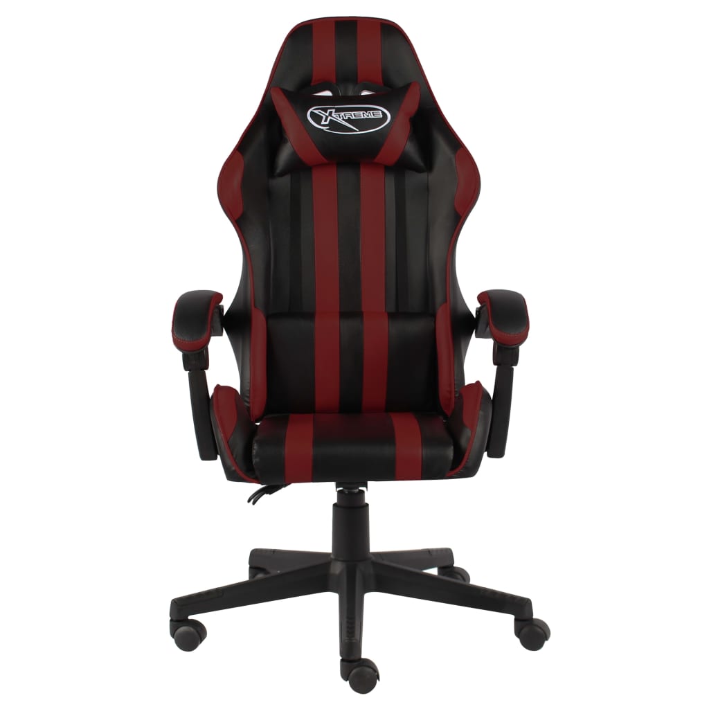 vidaXL Silla gaming de cuero sintético negro y rojo tinto