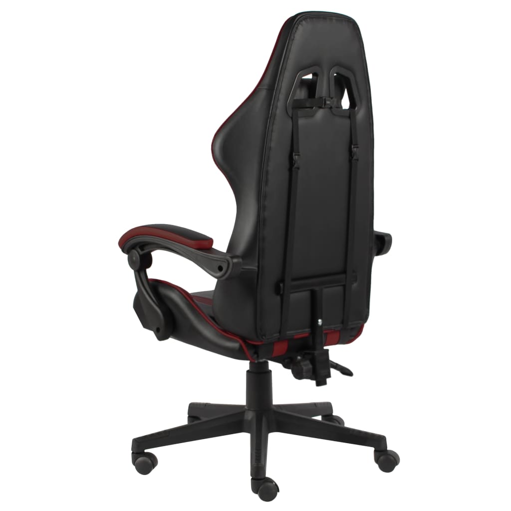 vidaXL Silla gaming de cuero sintético negro y rojo tinto