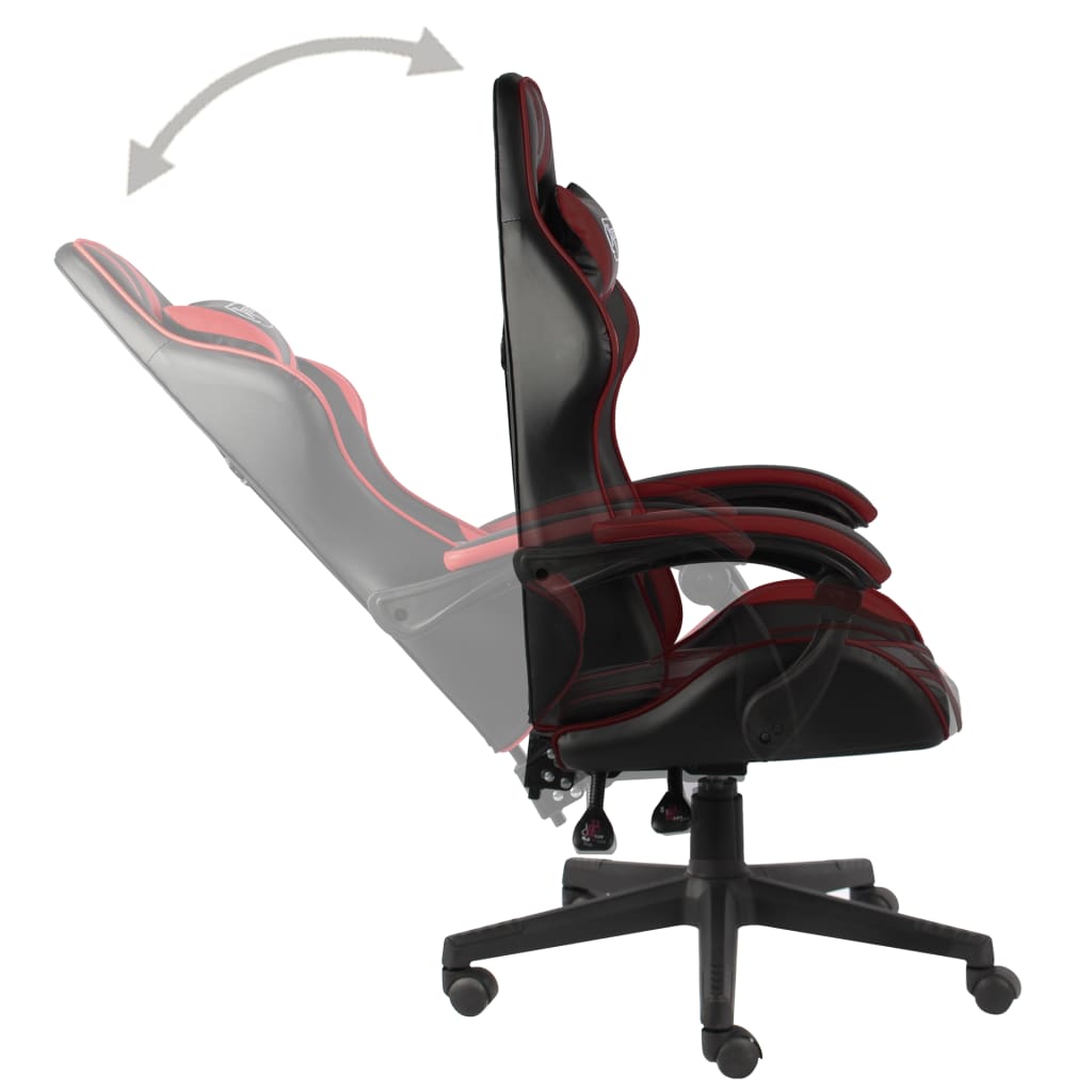 vidaXL Silla gaming de cuero sintético negro y rojo tinto