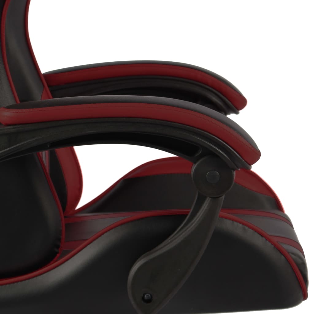 vidaXL Silla gaming de cuero sintético negro y rojo tinto