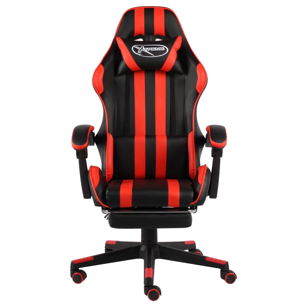 vidaXL Silla gaming con reposapiés cuero sintético negro y rojo